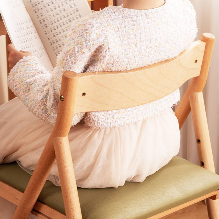 Chaise de bureau pour enfants réglable, sans accoudoirs, avec dossier, en bois de hêtre triangulaire minimaliste moderne, cuir PU et éponge, pour salon et étude 
