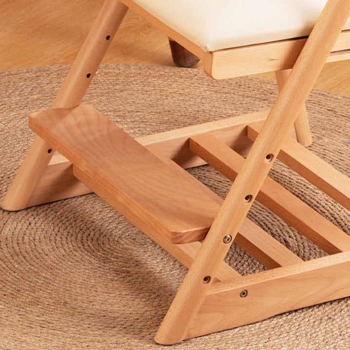 Chaise de bureau pour enfants réglable, sans accoudoirs, avec dossier, en bois de hêtre triangulaire minimaliste moderne, cuir PU et éponge, pour salon et étude 