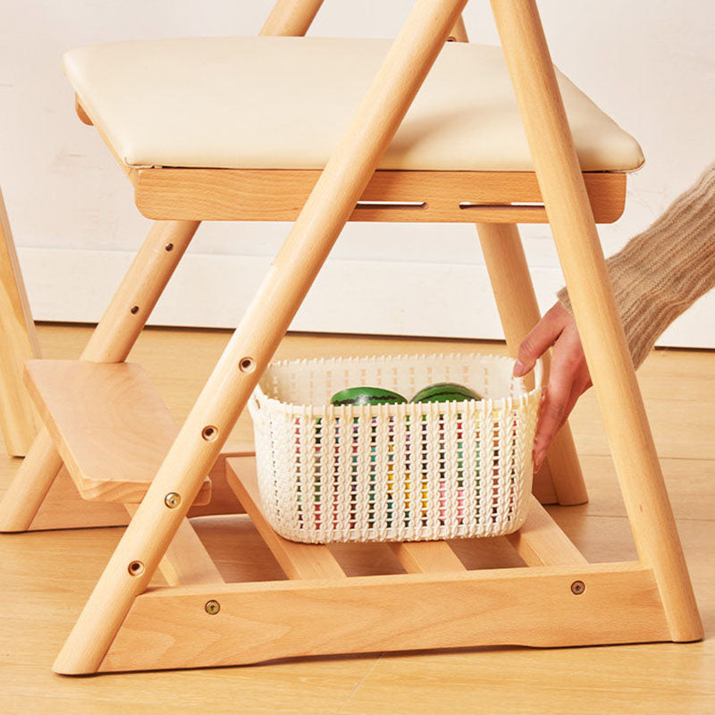 Chaise de bureau pour enfants réglable, sans accoudoirs, avec dossier, en bois de hêtre triangulaire minimaliste moderne, cuir PU et éponge, pour salon et étude 