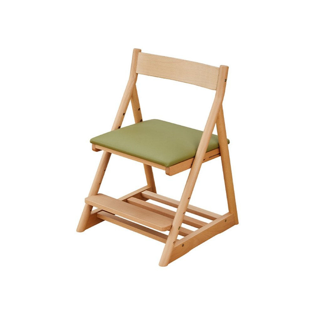 Chaise de bureau pour enfants réglable, sans accoudoirs, avec dossier, en bois de hêtre triangulaire minimaliste moderne, cuir PU et éponge, pour salon et étude 