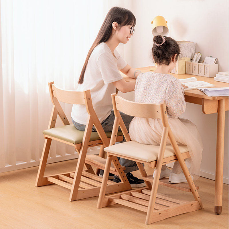 Chaise de bureau pour enfants réglable, sans accoudoirs, avec dossier, en bois de hêtre triangulaire minimaliste moderne, cuir PU et éponge, pour salon et étude 
