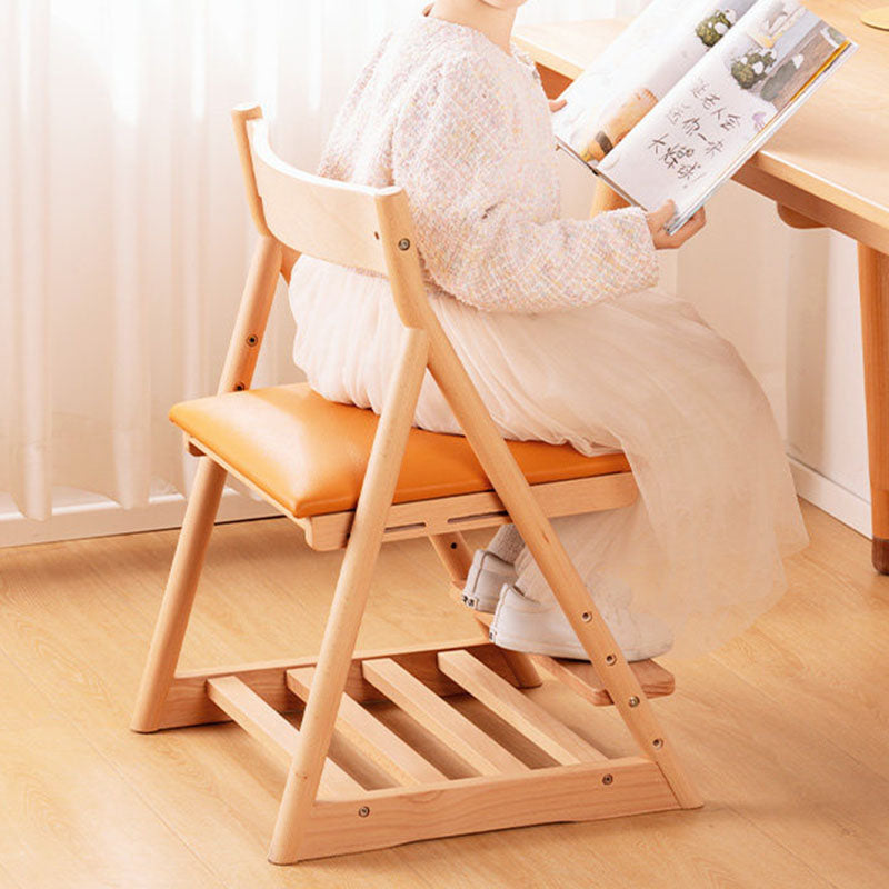 Chaise de bureau pour enfants réglable, sans accoudoirs, avec dossier, en bois de hêtre triangulaire minimaliste moderne, cuir PU et éponge, pour salon et étude 