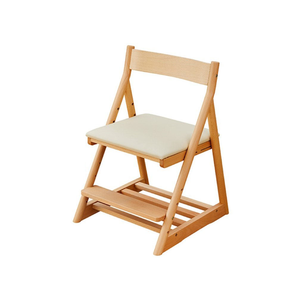 Chaise de bureau pour enfants réglable, sans accoudoirs, avec dossier, en bois de hêtre triangulaire minimaliste moderne, cuir PU et éponge, pour salon et étude 