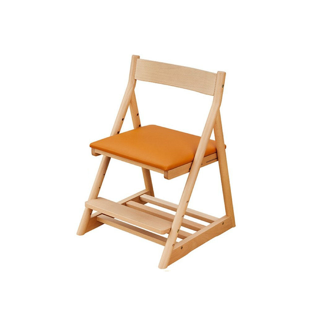 Chaise de bureau pour enfants réglable, sans accoudoirs, avec dossier, en bois de hêtre triangulaire minimaliste moderne, cuir PU et éponge, pour salon et étude 