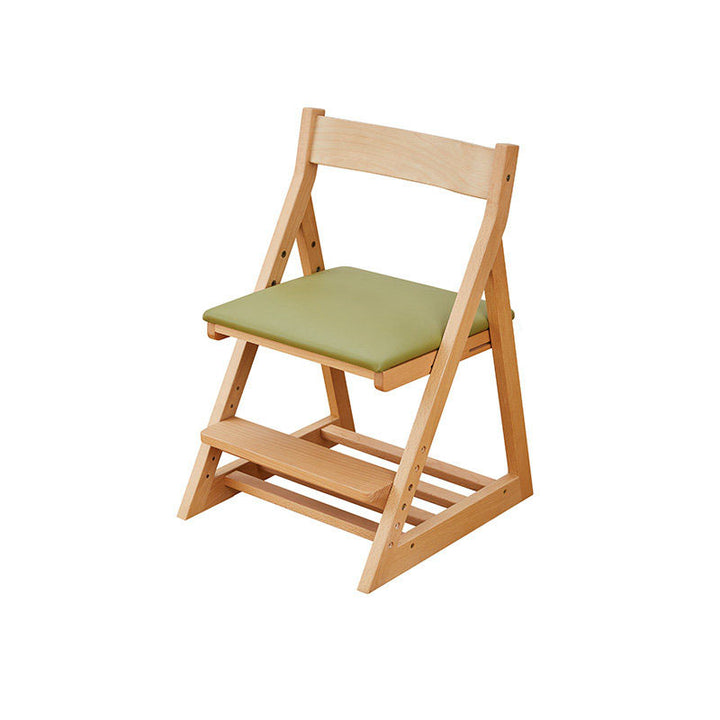 Chaise de bureau pour enfants réglable, sans accoudoirs, avec dossier, en bois de hêtre triangulaire minimaliste moderne, cuir PU et éponge, pour salon et étude 