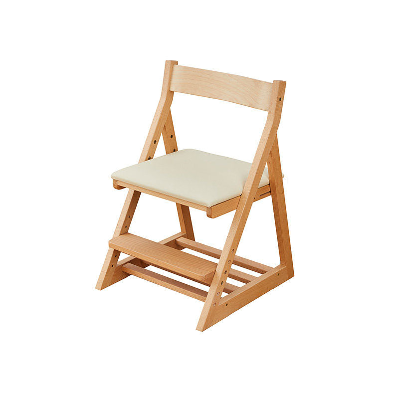 Chaise de bureau pour enfants réglable, sans accoudoirs, avec dossier, en bois de hêtre triangulaire minimaliste moderne, cuir PU et éponge, pour salon et étude 