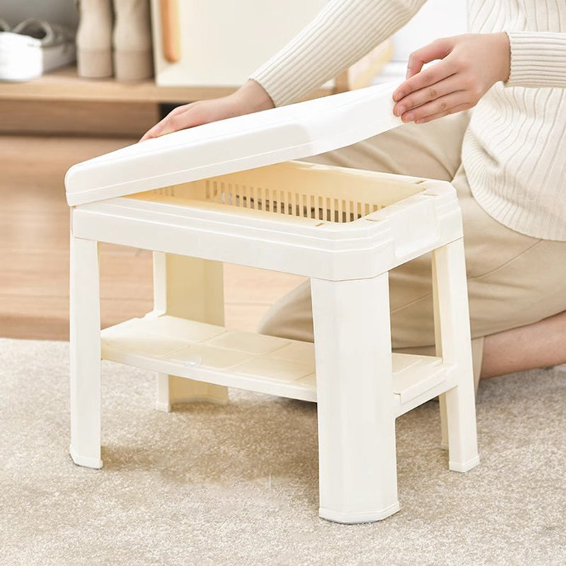 Modern Simplicity Rounded Rectangle PP Plastic Hidden Storage Shoe Bench Backless Armless For Entryway &amp; Hallway