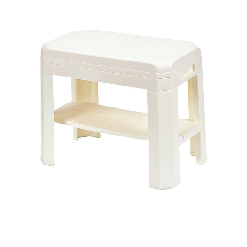 Modern Simplicity Rounded Rectangle PP Plastic Hidden Storage Shoe Bench Backless Armless For Entryway &amp; Hallway