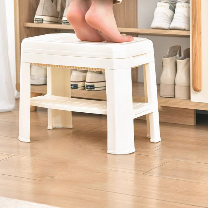 Modern Simplicity Rounded Rectangle PP Plastic Hidden Storage Shoe Bench Backless Armless For Entryway &amp; Hallway