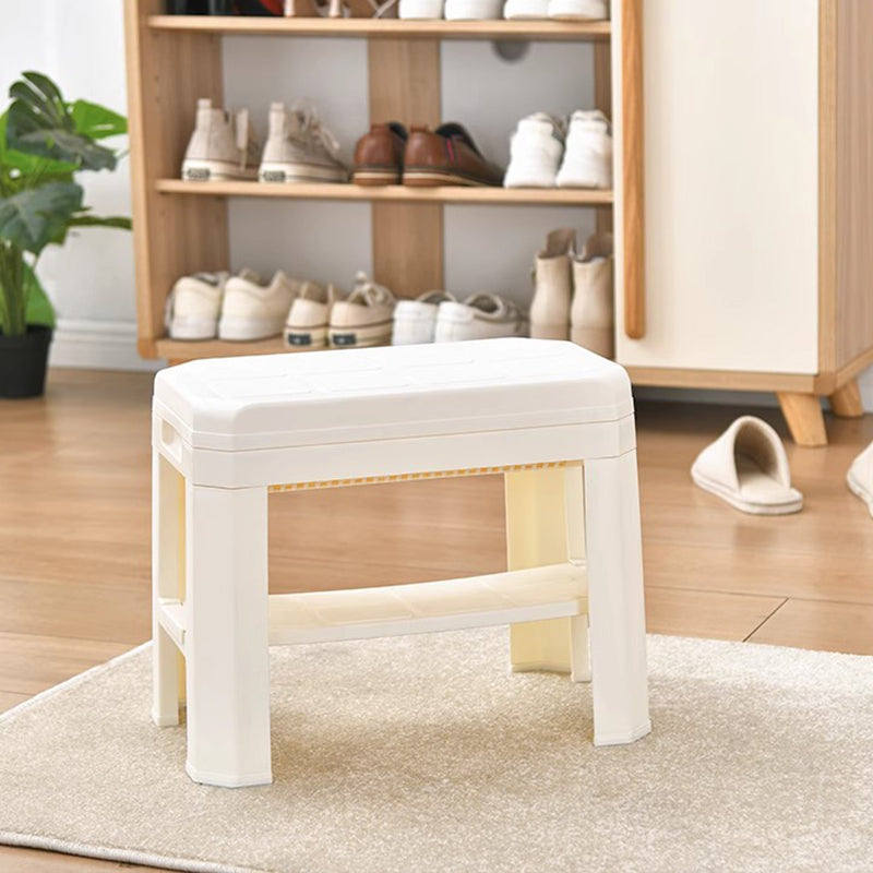 Modern Simplicity Rounded Rectangle PP Plastic Hidden Storage Shoe Bench Backless Armless For Entryway &amp; Hallway