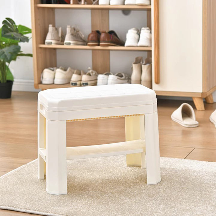 Modern Simplicity Rounded Rectangle PP Plastic Hidden Storage Shoe Bench Backless Armless For Entryway & Hallway