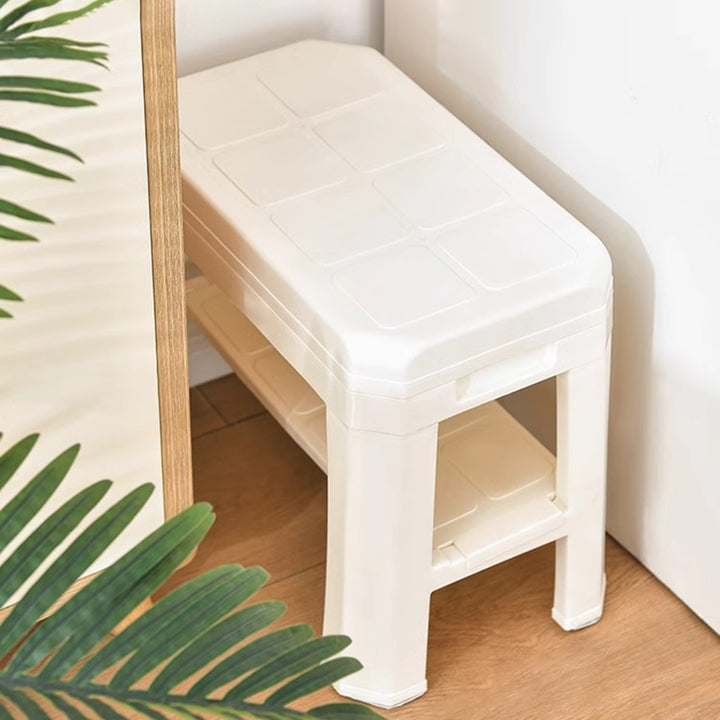 Modern Simplicity Rounded Rectangle PP Plastic Hidden Storage Shoe Bench Backless Armless For Entryway & Hallway