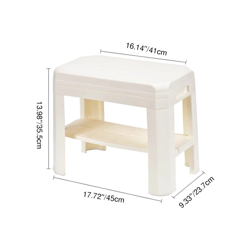 Modern Simplicity Rounded Rectangle PP Plastic Hidden Storage Shoe Bench Backless Armless For Entryway &amp; Hallway