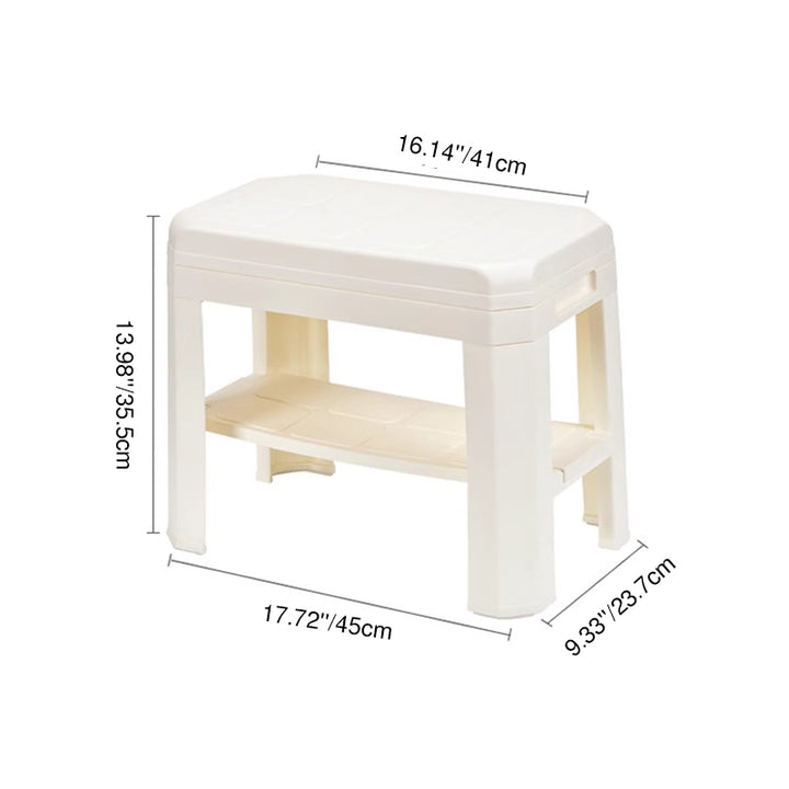 Modern Simplicity Rounded Rectangle PP Plastic Hidden Storage Shoe Bench Backless Armless For Entryway & Hallway