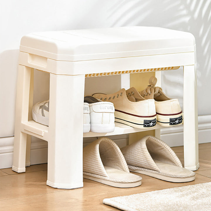 Modern Simplicity Rounded Rectangle PP Plastic Hidden Storage Shoe Bench Backless Armless For Entryway & Hallway
