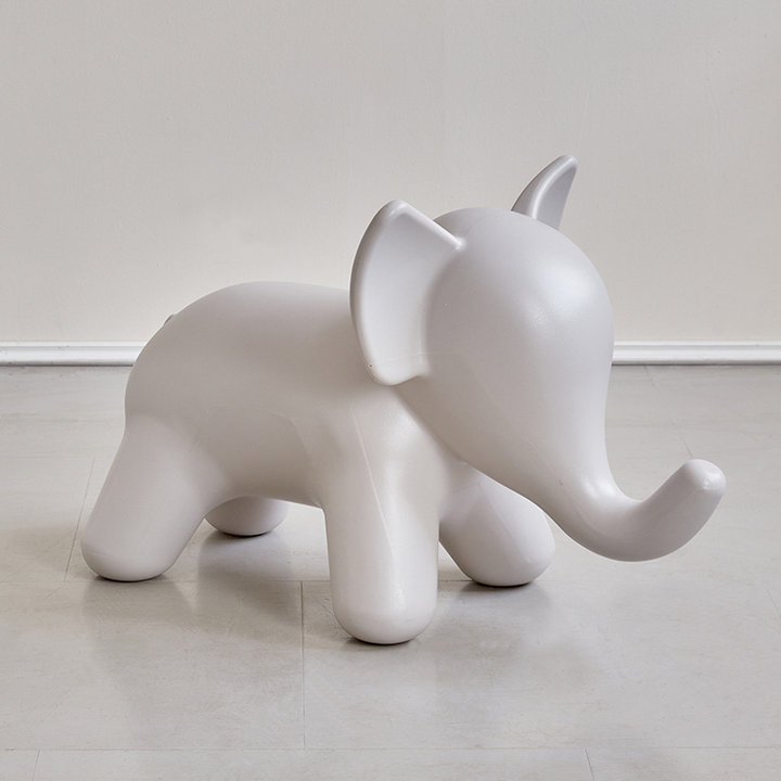 Modern Art Deco PE Plastic Cartoon Elephant Kids Low Stool Backless Armless For Living Room