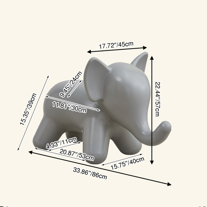 Modern Art Deco PE Plastic Cartoon Elephant Kids Low Stool Backless Armless For Living Room