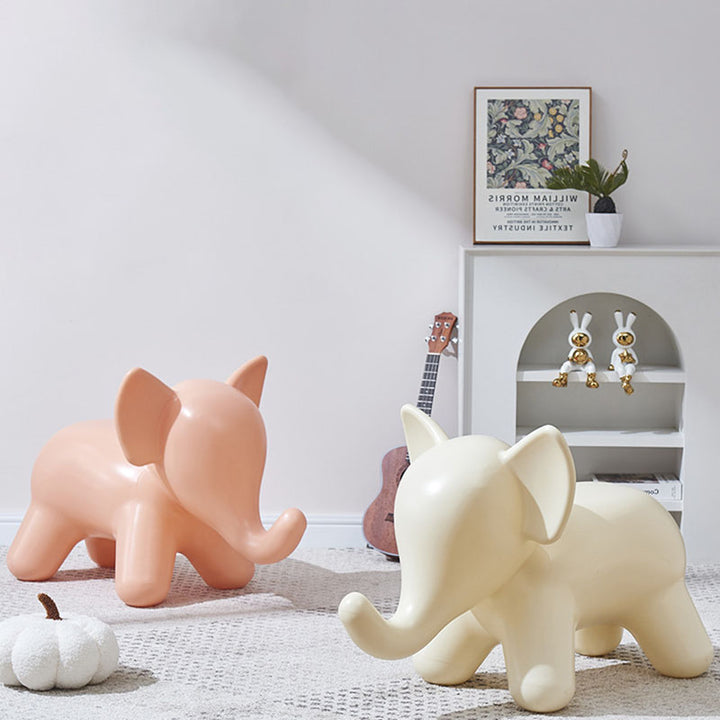 Modern Art Deco PE Plastic Cartoon Elephant Kids Low Stool Backless Armless For Living Room