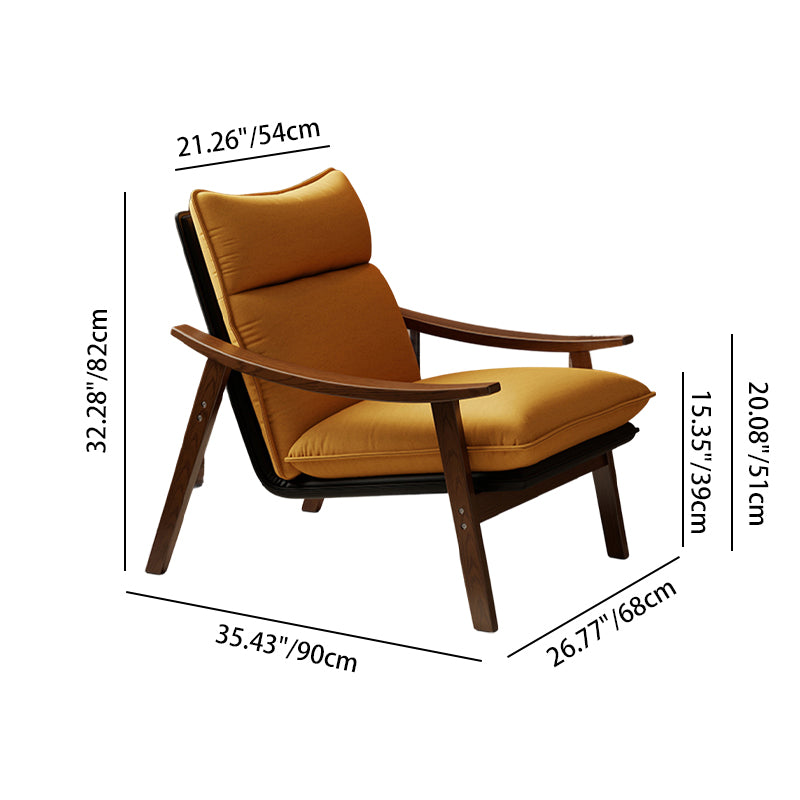 Contemporáneo Escandinavo Rectangular Hierro Madera de Caucho Cuero Ecológico Silla de Acento de Terciopelo Respaldo Reposabrazos Para Sala de Estar 