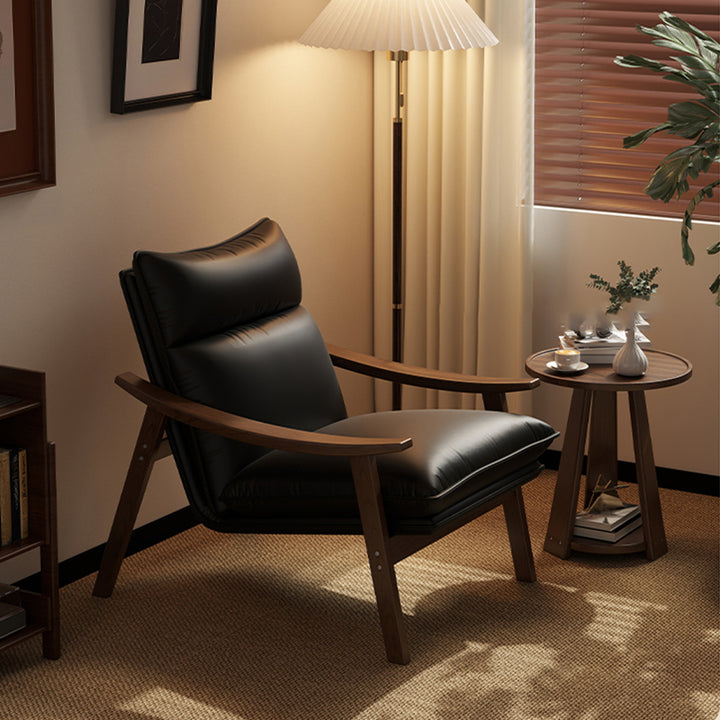 Contemporáneo Escandinavo Rectangular Hierro Madera de Caucho Cuero Ecológico Silla de Acento de Terciopelo Respaldo Reposabrazos Para Sala de Estar 