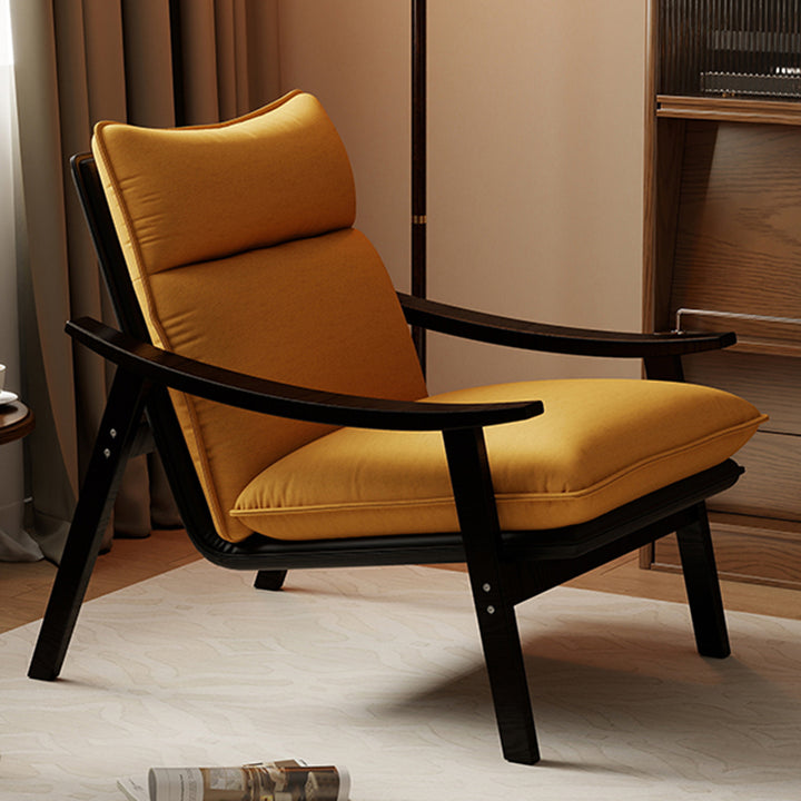 Contemporáneo Escandinavo Rectangular Hierro Madera de Caucho Cuero Ecológico Silla de Acento de Terciopelo Respaldo Reposabrazos Para Sala de Estar 
