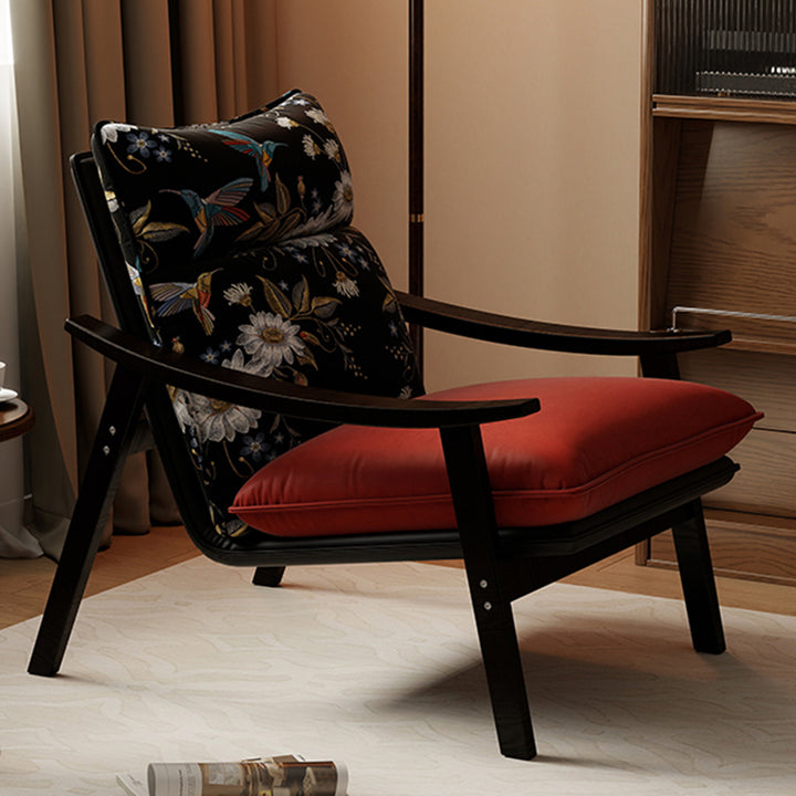 Contemporáneo Escandinavo Rectangular Hierro Madera de Caucho Cuero Ecológico Silla de Acento de Terciopelo Respaldo Reposabrazos Para Sala de Estar 