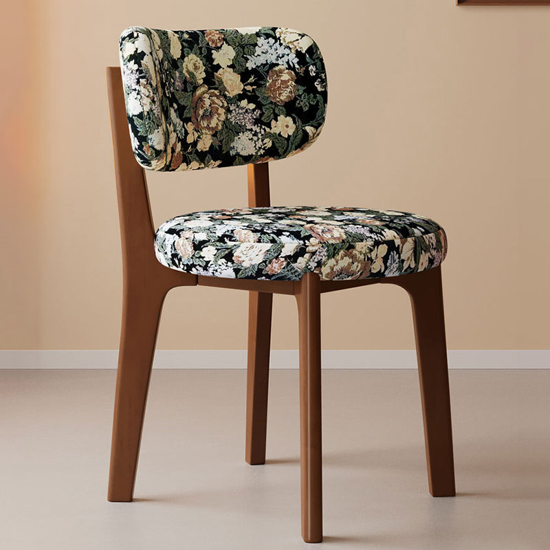 Traditional French Arc Round Rubberwood Plywood Faux Oil Wax Leather Corduroy Linen Cotton Dining Chair Backrest Armless For Dining Room