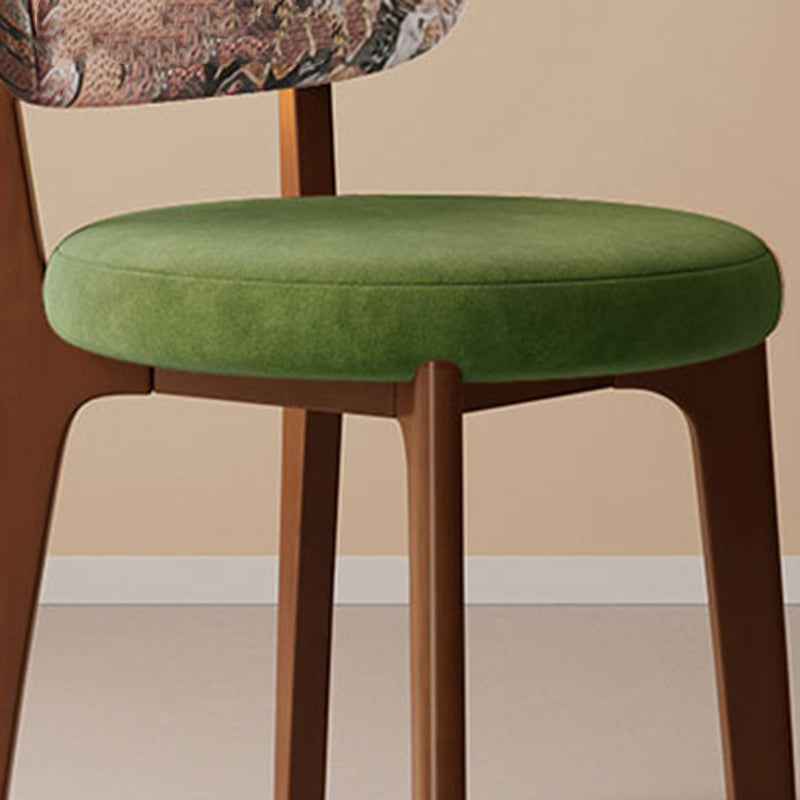 Traditional French Arc Round Rubberwood Plywood Faux Oil Wax Leather Corduroy Linen Cotton Dining Chair Backrest Armless For Dining Room