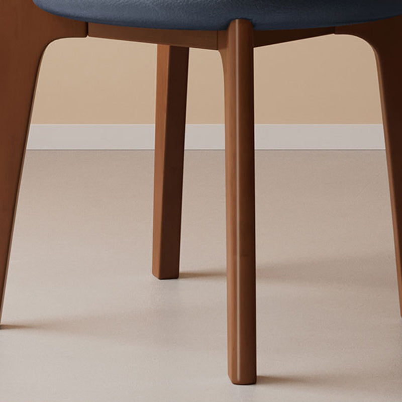 Traditional French Arc Round Rubberwood Plywood Faux Oil Wax Leather Corduroy Linen Cotton Dining Chair Backrest Armless For Dining Room