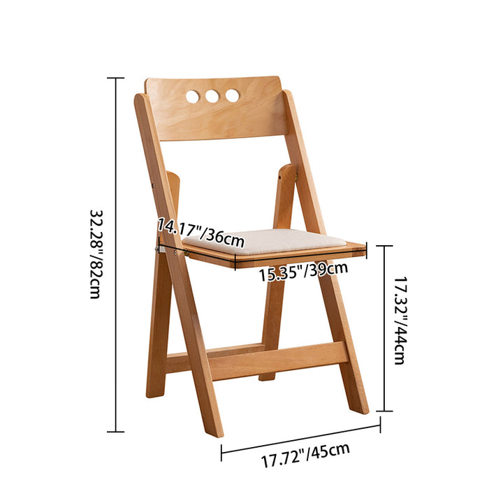 Traditional Rustic Rectangular Beech Wood &amp; Plywood Linen PU Leather Foldable Dining Chair Backrest For Dining Room