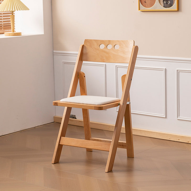 Traditional Rustic Rectangular Beech Wood &amp; Plywood Linen PU Leather Foldable Dining Chair Backrest For Dining Room