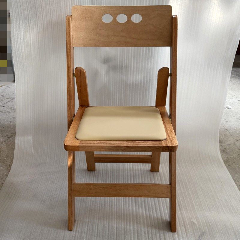 Traditional Rustic Rectangular Beech Wood &amp; Plywood Linen PU Leather Foldable Dining Chair Backrest For Dining Room