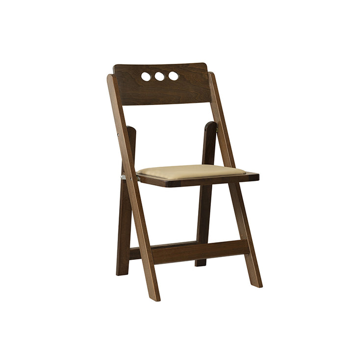 Traditional Rustic Rectangular Beech Wood &amp; Plywood Linen PU Leather Foldable Dining Chair Backrest For Dining Room