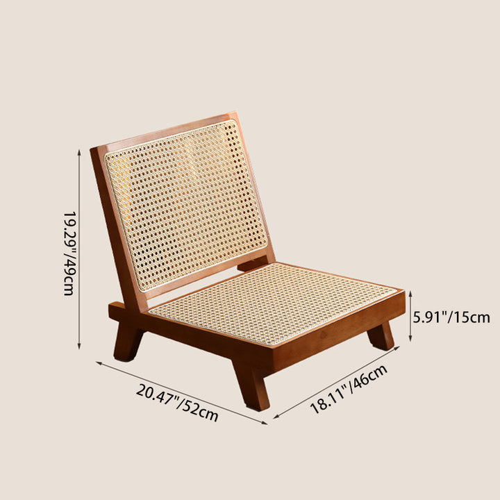Traditional Rustic Rectangular Rubberwood Faux Rattan Weaving Lightweight Ergonomic Design Low Stool Backrest For Living Room