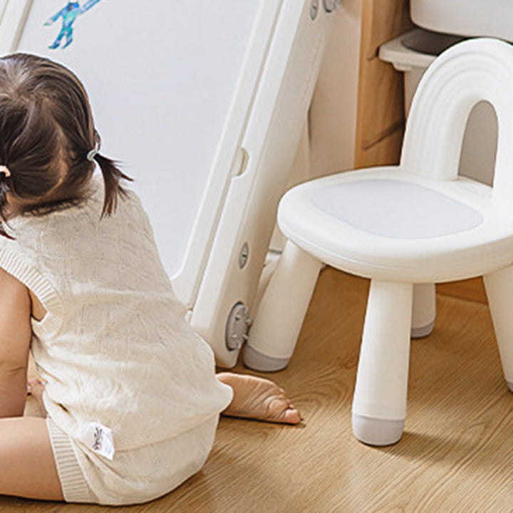 Modern Minimalist Round Arch PP Plastic Lightweight Kids Low Stool Backrest Armless For Living Room