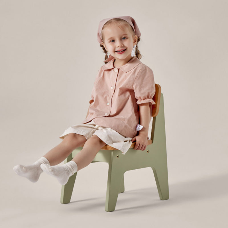 Tabouret bas contemporain nordique trapézoïdal durable en bois de hêtre pour enfants, sans dossier ni accoudoirs, pour salon 