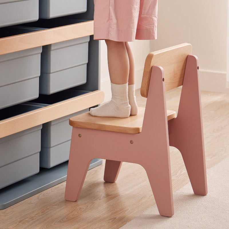 Tabouret bas contemporain nordique trapézoïdal durable en bois de hêtre pour enfants, sans dossier ni accoudoirs, pour salon 