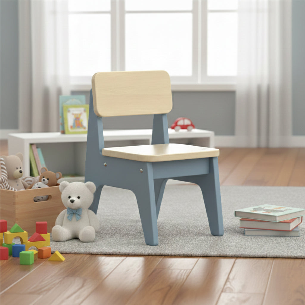 Tabouret bas contemporain nordique trapézoïdal durable en bois de hêtre pour enfants, sans dossier ni accoudoirs, pour salon 