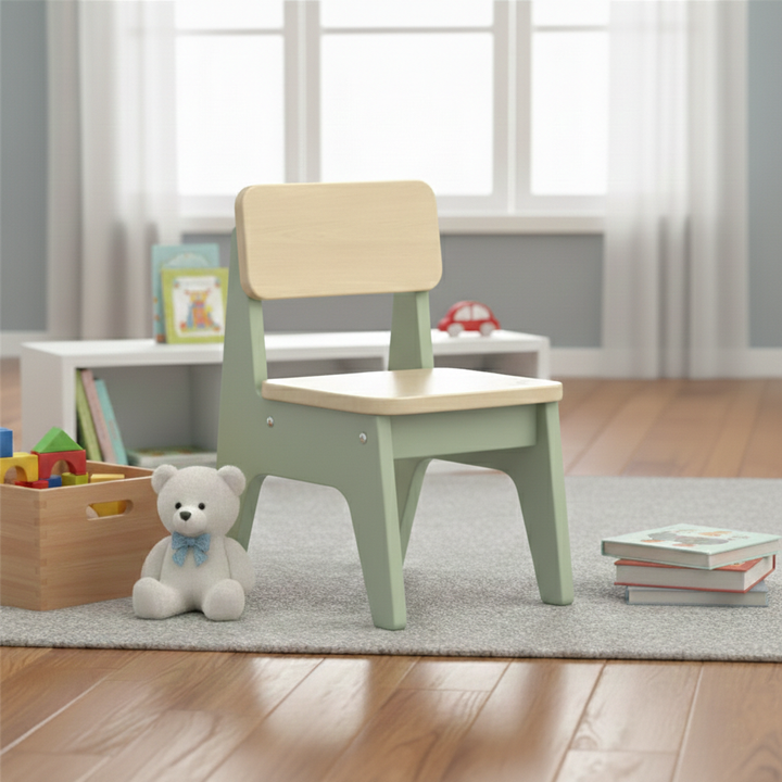 Zeitgenössischer nordischer trapezförmiger strapazierfähiger Buchenholzhocker für Kinder ohne Rückenlehne für das Wohnzimmer 
