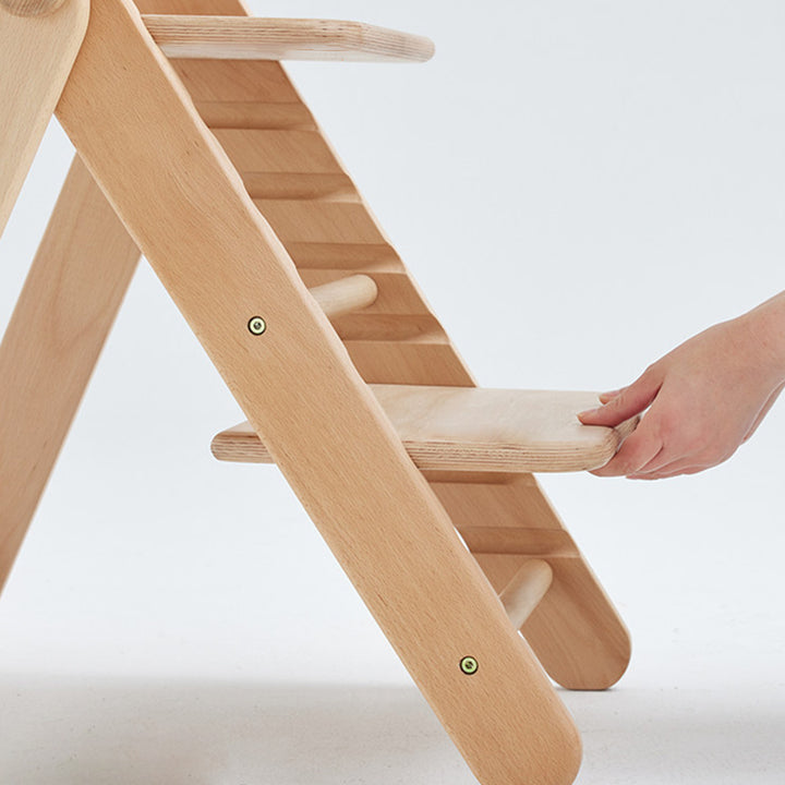Chaise lounge pour enfants moderne minimaliste géométrique en hêtre et contreplaqué de bois massif, réglable, sans accoudoirs, avec dossier, pour salle à manger et bureau 