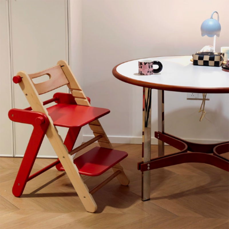 Chaise lounge pour enfants moderne minimaliste géométrique en hêtre et contreplaqué de bois massif, réglable, sans accoudoirs, avec dossier, pour salle à manger et bureau 