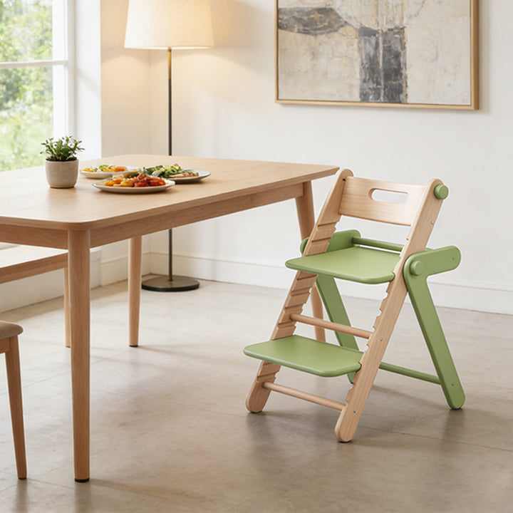 Modern Minimalist Geometric Beech & Plywood Adjustable Kids Lounge Chair Backrest Armless For Dining Room & Study