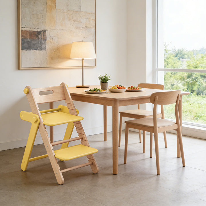 Chaise lounge pour enfants moderne minimaliste géométrique en hêtre et contreplaqué de bois massif, réglable, sans accoudoirs, avec dossier, pour salle à manger et bureau 