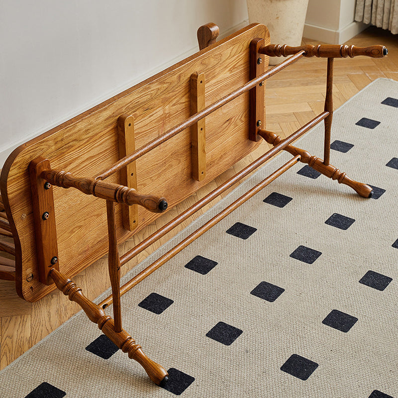 Traditional Vintage Hollow Trapezoidal Red Oak Plywood Bench Backrest Armrest For Dining Room &amp; Balcony