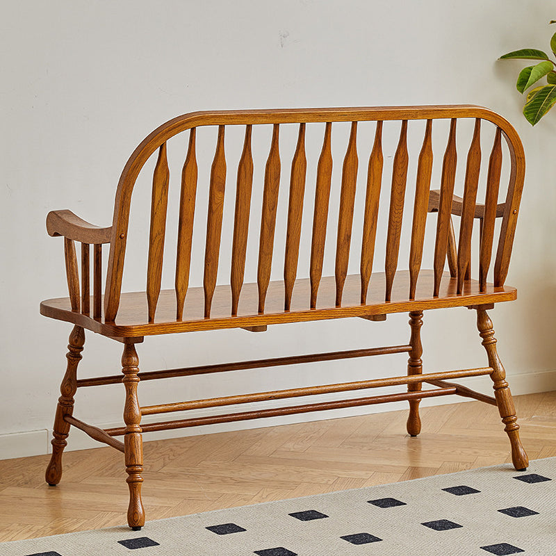 Traditional Vintage Hollow Trapezoidal Red Oak Plywood Bench Backrest Armrest For Dining Room &amp; Balcony