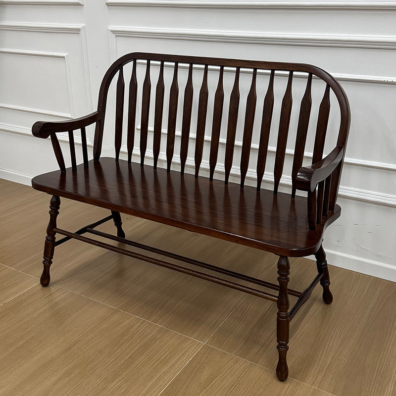 Traditional Vintage Hollow Trapezoidal Red Oak Plywood Bench Backrest Armrest For Dining Room &amp; Balcony