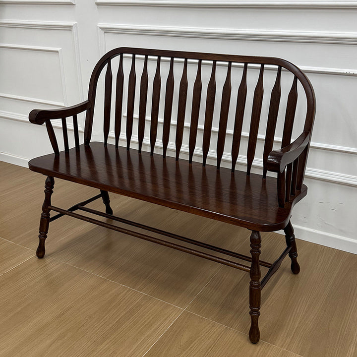 Traditional Vintage Hollow Trapezoidal Red Oak Plywood Bench Backrest Armrest For Dining Room &amp; Balcony
