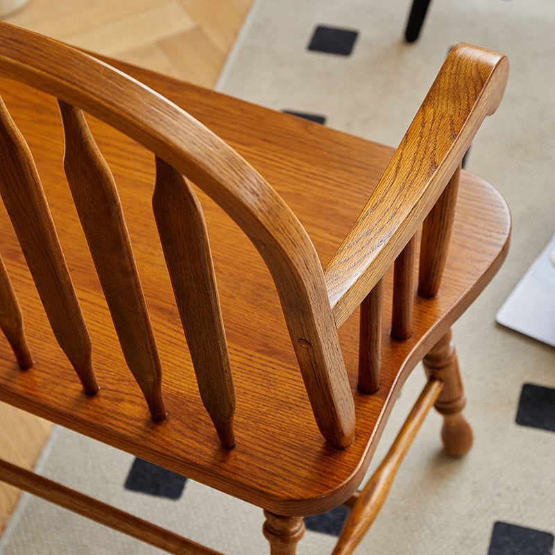 Traditional Vintage Hollow Trapezoidal Red Oak Plywood Bench Backrest Armrest For Dining Room &amp; Balcony