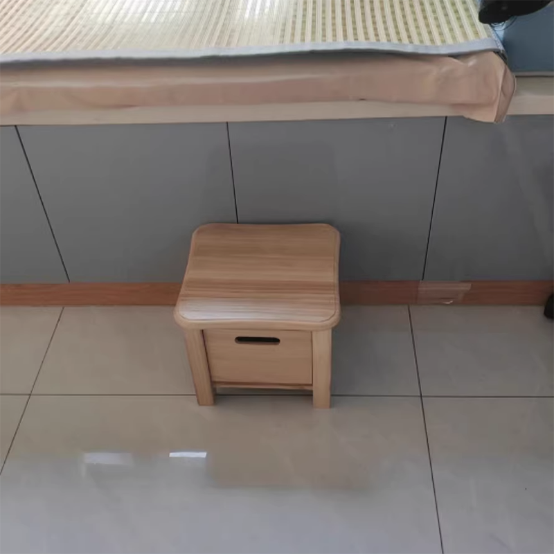 Modern Minimalist Square Paulownia Wood Lightweight Low Stool Backless Armless For Hallway &amp; Entryway