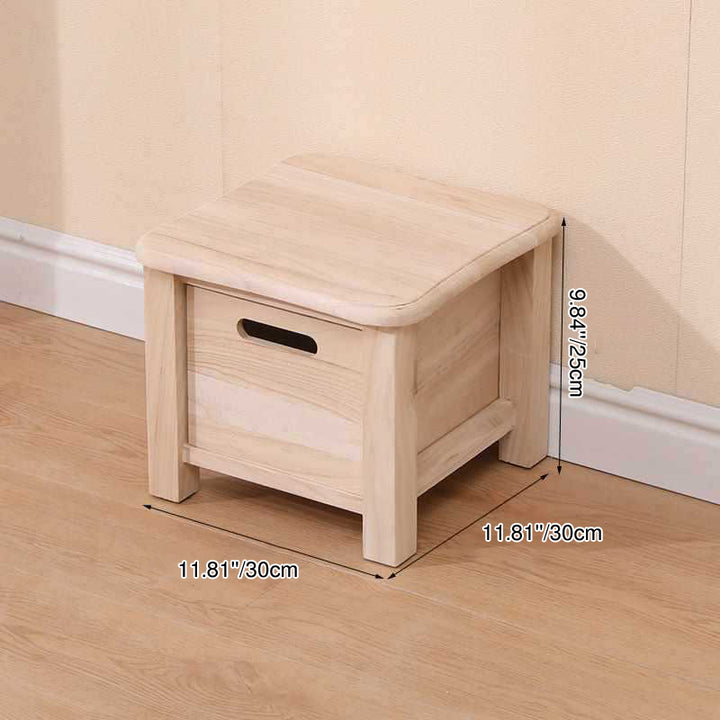 Tabouret bas carré minimaliste moderne en bois de paulownia léger sans dossier ni accoudoirs pour couloir et entrée 